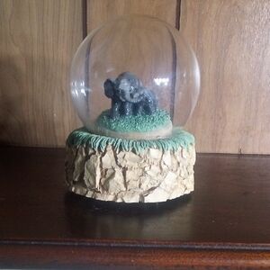 Elephant Snow Globe with Stone Base